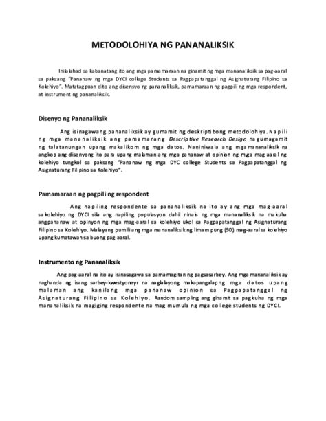 (DOC) METODOLOHIYA NG PANANALIKSIK .